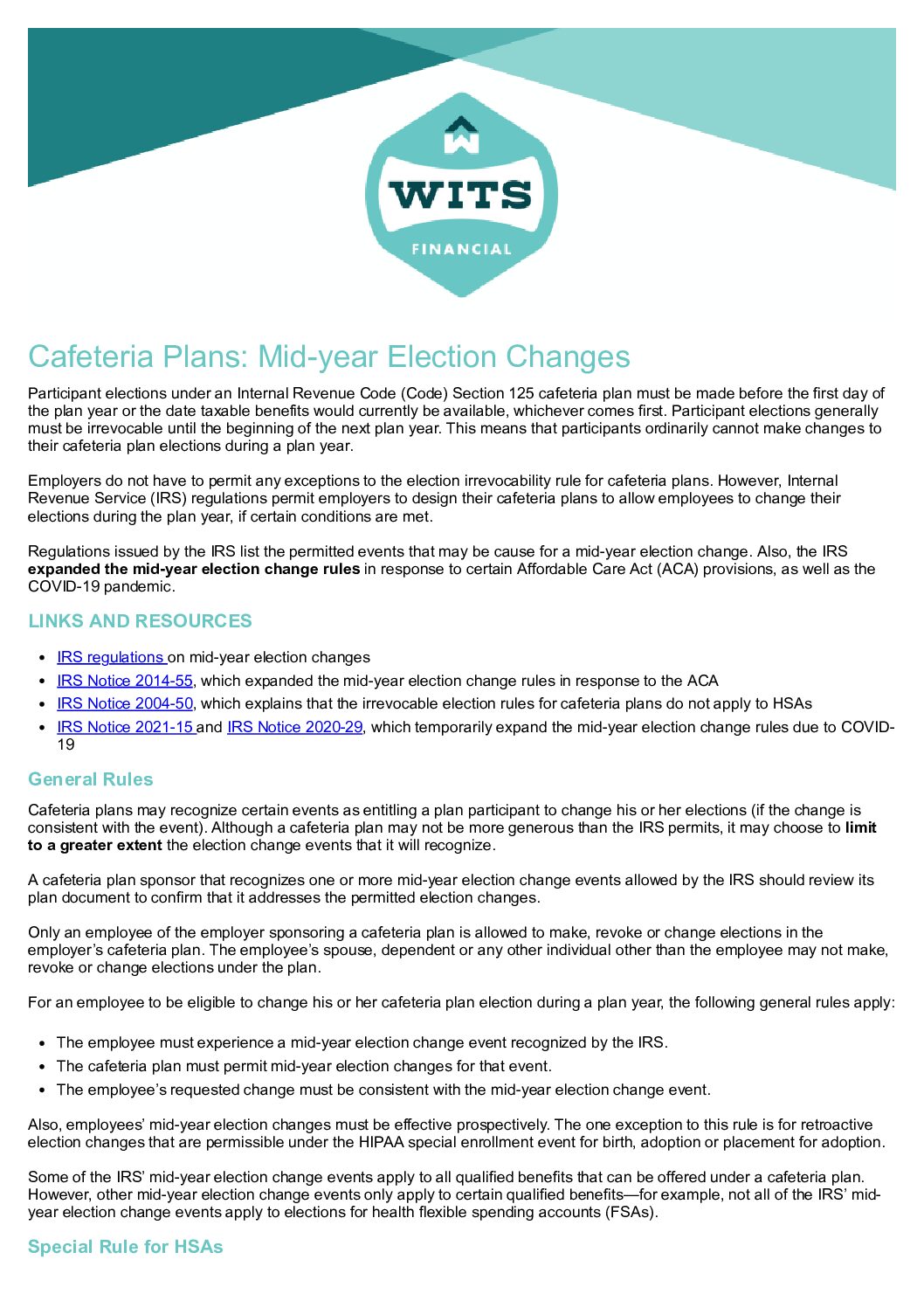 Cafeteria Plans_ Mid-year Election Changes