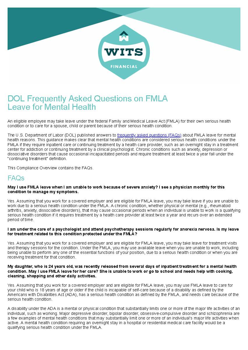 DOL Frequently Asked Questions on FMLA Leave for Mental Health_Page_1