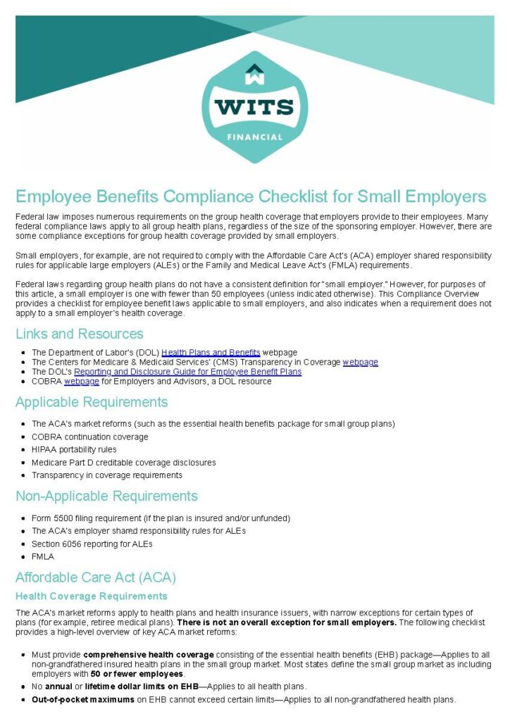 Employee Benefits Compliance Checklist for Small Employers_Page_1