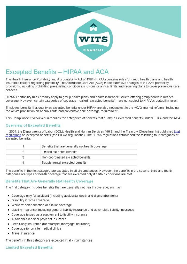 Excepted Benefits - HIPAA and ACA_Page_1