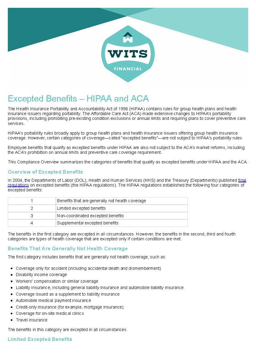 Excepted Benefits - HIPAA and ACA_Page_1