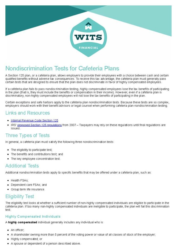 Nondiscrimination Tests for Cafeteria Plans_Page_1