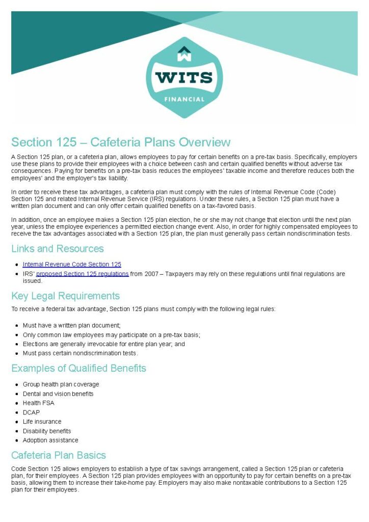 Section 125 – Cafeteria Plans Overview_Page_1
