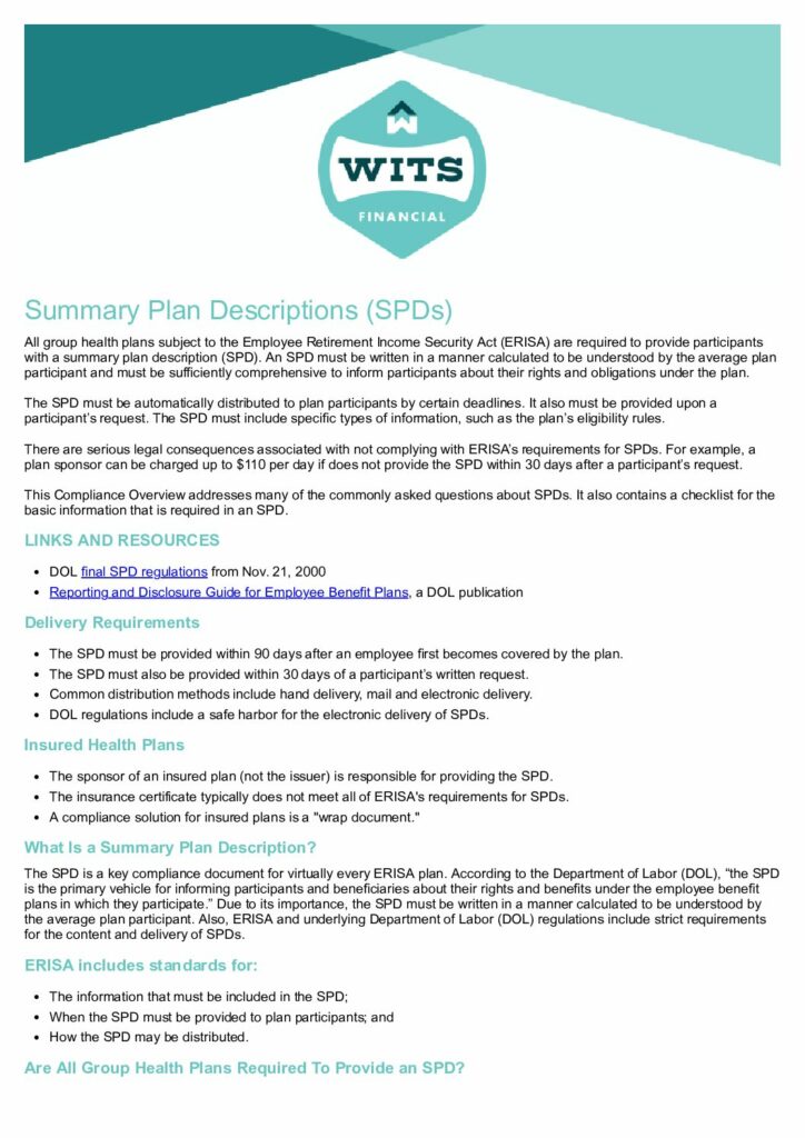 Summary Plan Descriptions (SPDs)