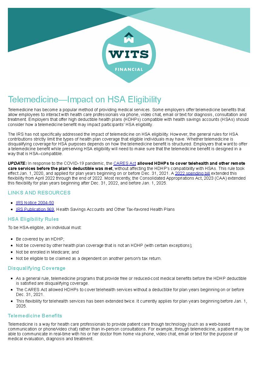 Telemedicine—Impact on HSA Eligibility _Page_1