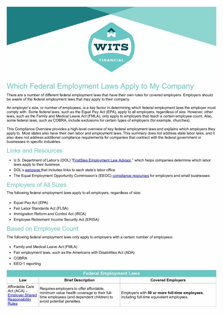 Which Federal Employment Laws Apply to My Company_