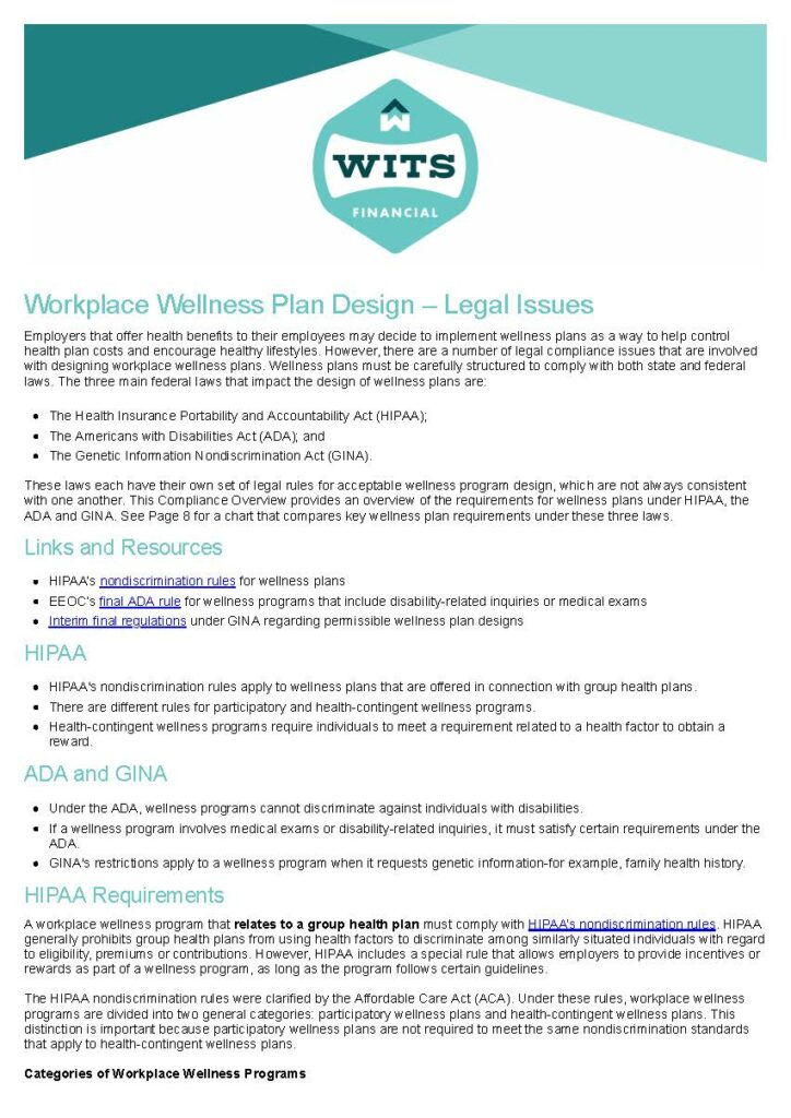 Workplace Wellness Plan Design – Legal Issues_Page_1